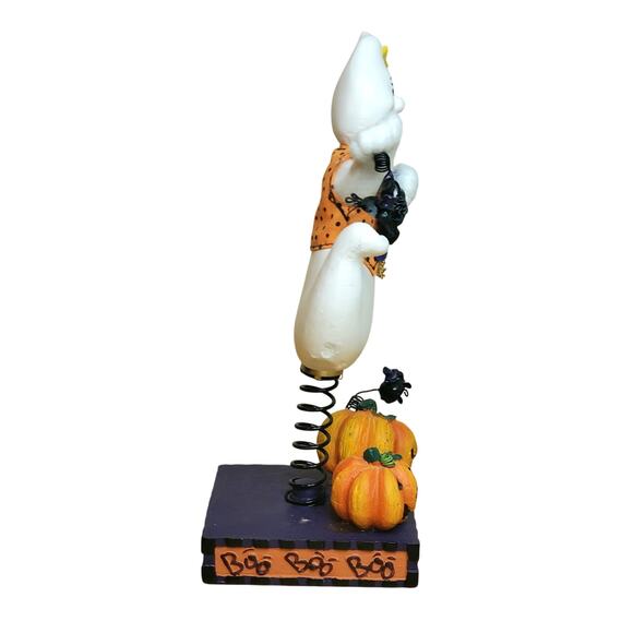 Halloween Ghost Swaying Spring Magnetic Figure Black Cat w Box 6.5" Avon 2002 - Picture 7 of 10